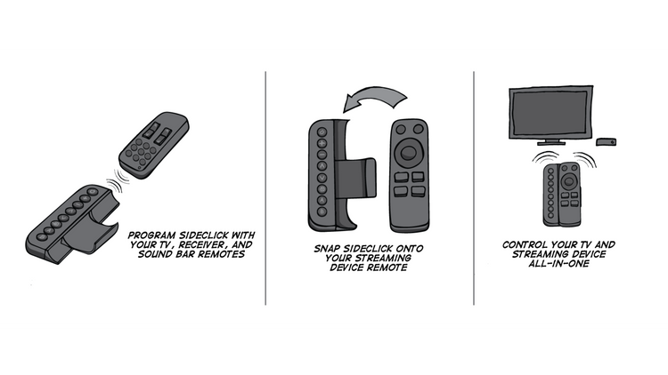 Click Programming Remote Sideclick Remotes Universal Remote Attachment for Streaming