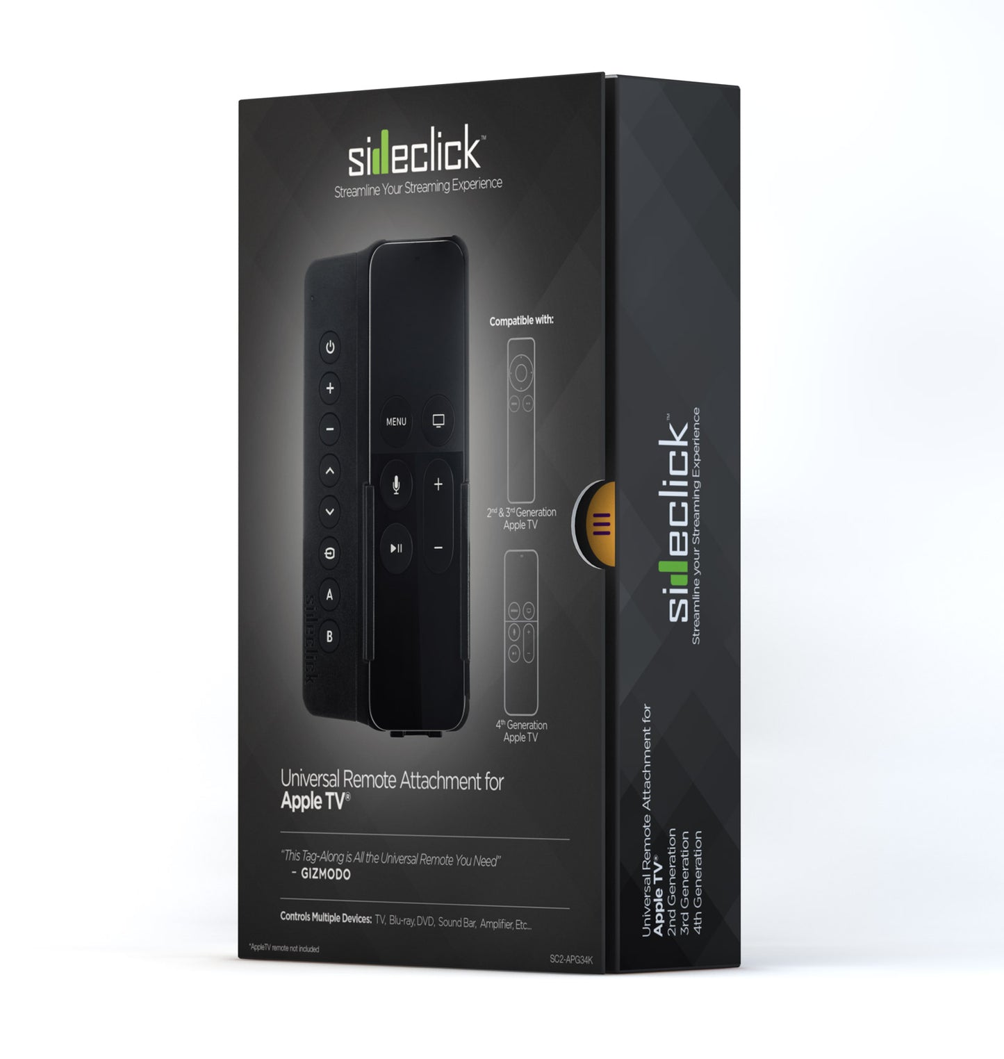 Sideclick Universal Remote Attachment for Apple TV HD and 4K (1st Gen)